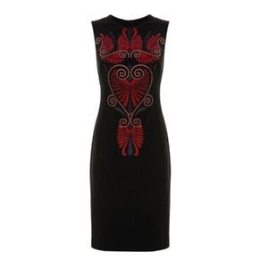 Versace Collection Women's Black & Red Barocco Sleeveless Midi Dress SZ …
